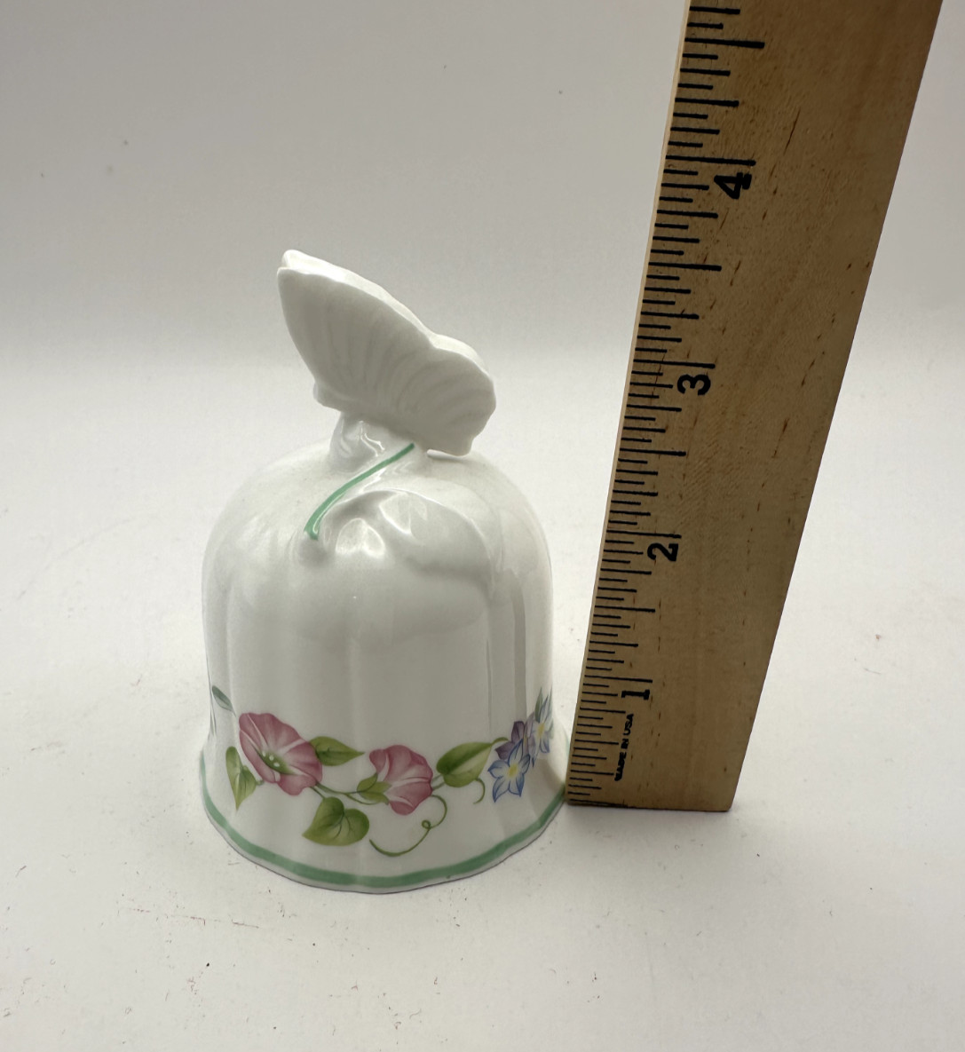 Vintage England Ceramic Bell w Butterfly Floral Royal Worcester English Garden