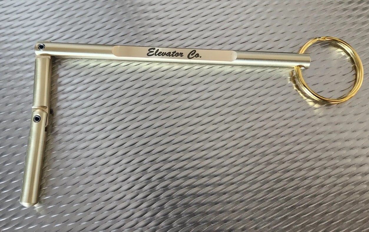 Elevator Door Key Solid Brass Customizable, Double Drop Leg Key