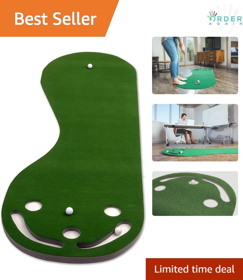 Par Three Golf Putting Green 3x9 Feet Foldable Rubber Back High-Quality