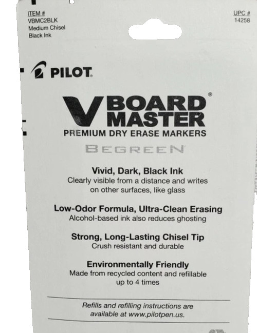 Pilot Vboard Master Medium Chisel Tip BLACK Dry Erase Marker