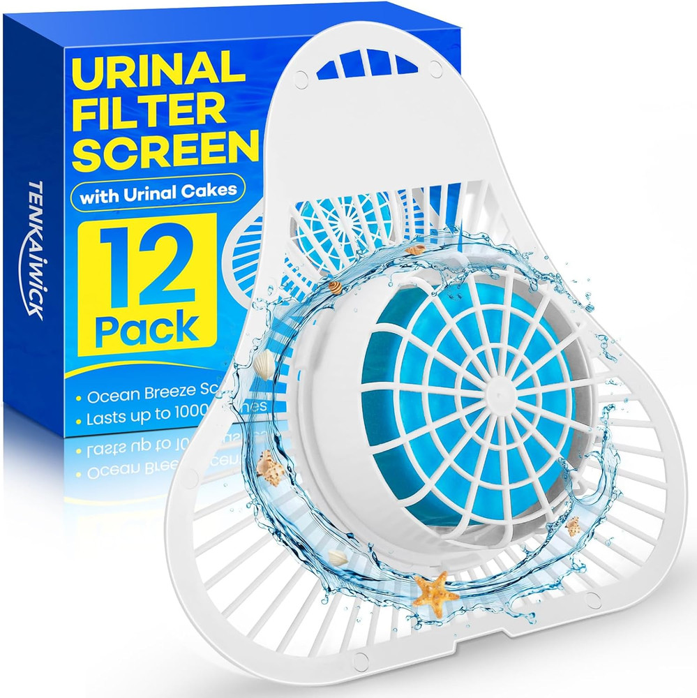 12 Pack Urinal Deodorizer Screen, Urinal Cakes with Anti-Splash Filter Odor Prot