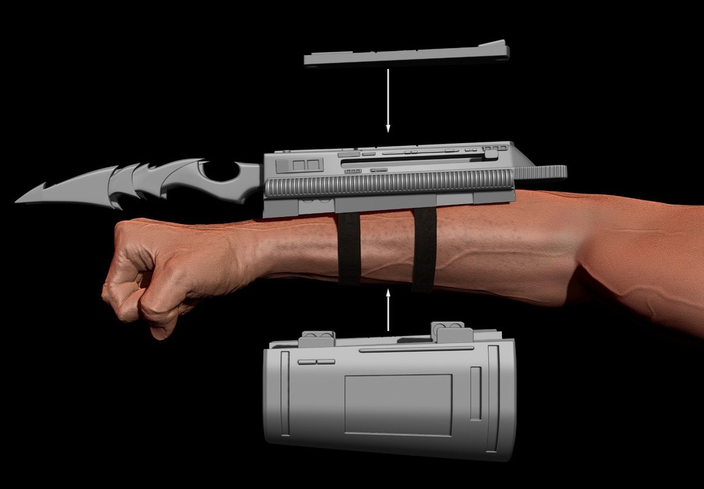 Predator Gauntlet Forearm Right removable blades scale 1;1 File for 3D Printer