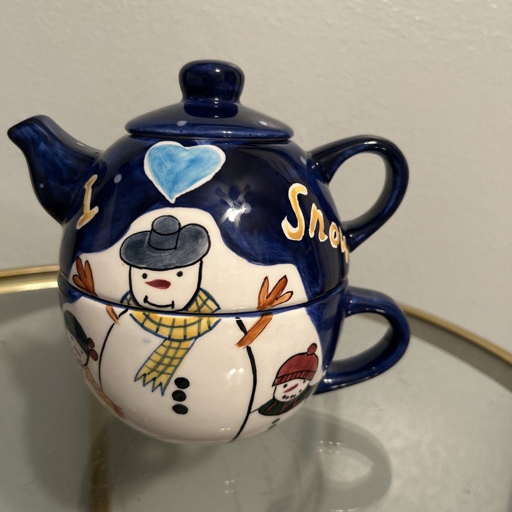 3 Pc. Snowman Teapot