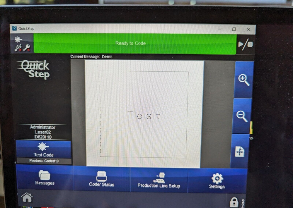 System Tested, Domino Laser Marking CO2 D620i, Controller, and Power Supply