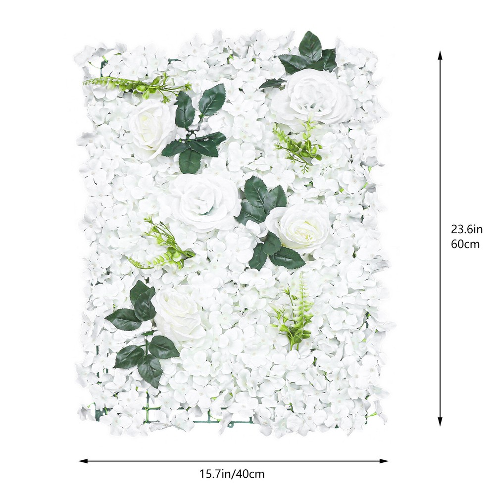6PCS Artificial Flower Wall Panel White Hydrangea Rose Wedding Decor Backdrop