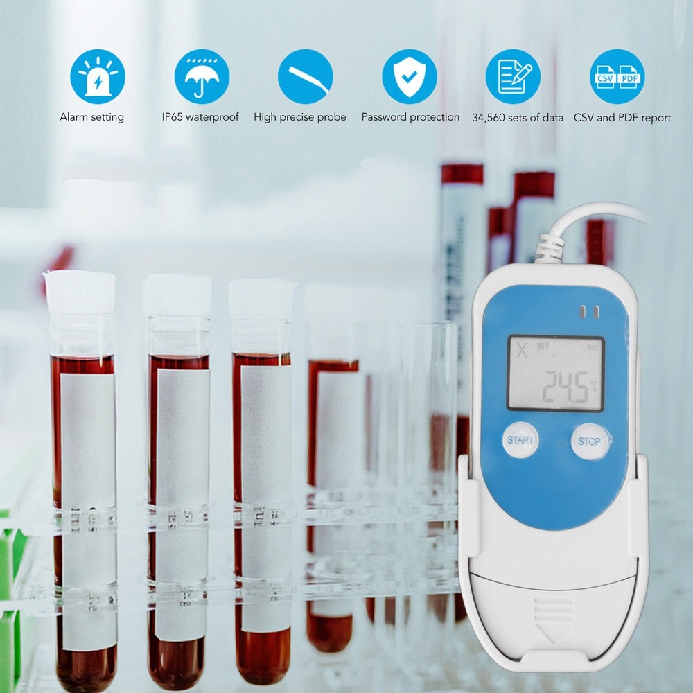 Digital Temperature Humidity Data Logger Reusable High Accuracy PDF Report USB