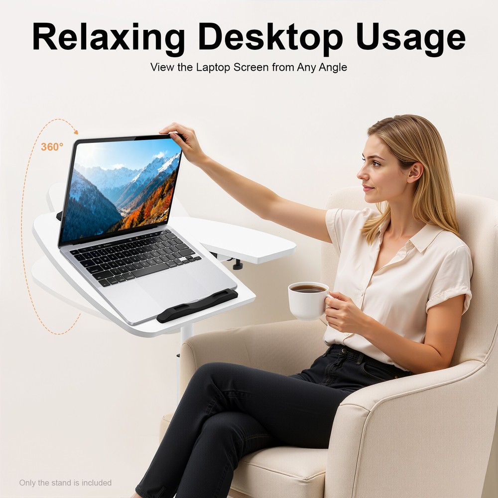 Over Bed Table Mobile Rolling Laptop Stand Computer Bedside Table Adjustable New