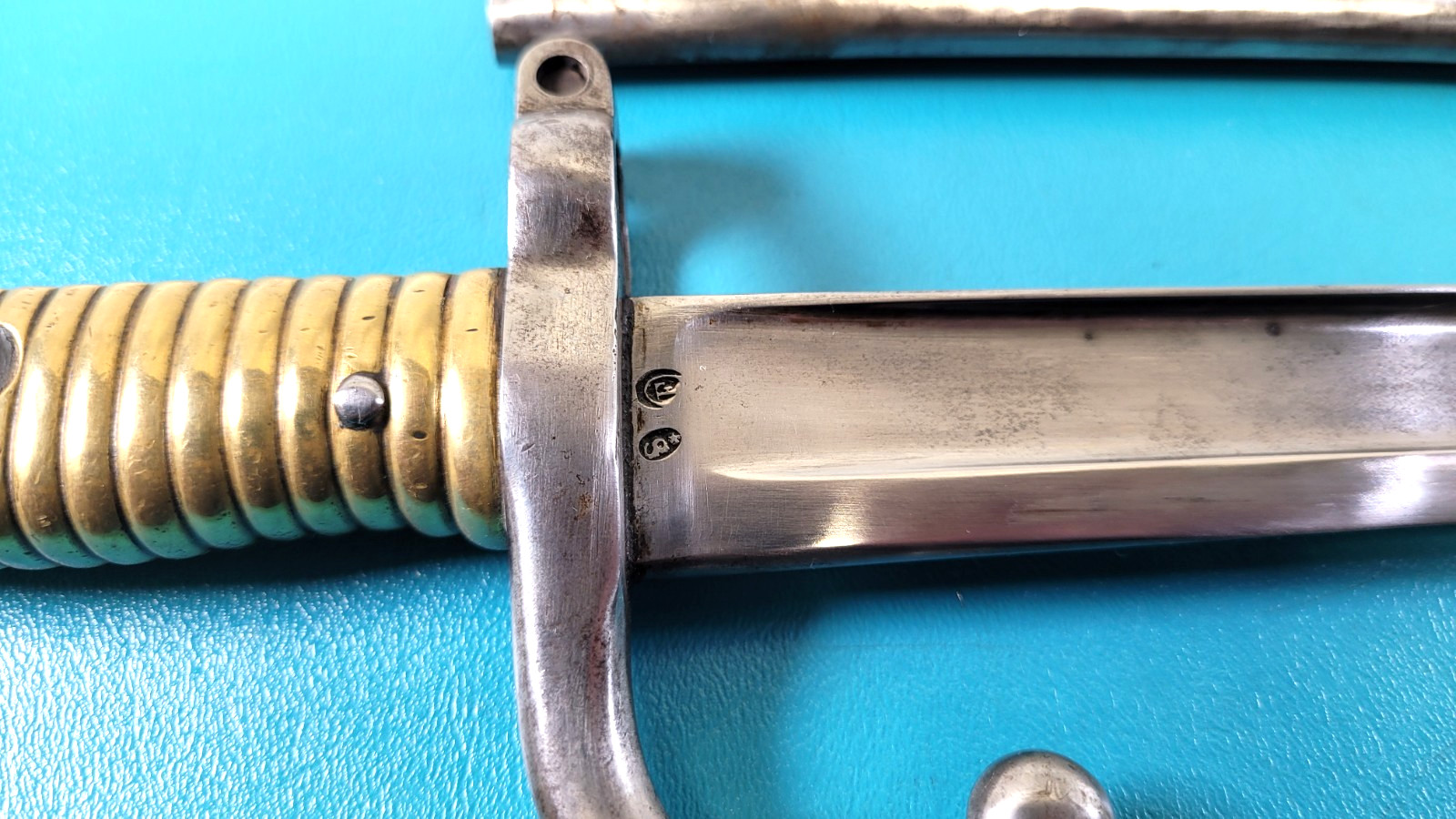 WWI German French Captured Model 1866 Chassepot Bayonet + Sheath Regt Mrk TR670