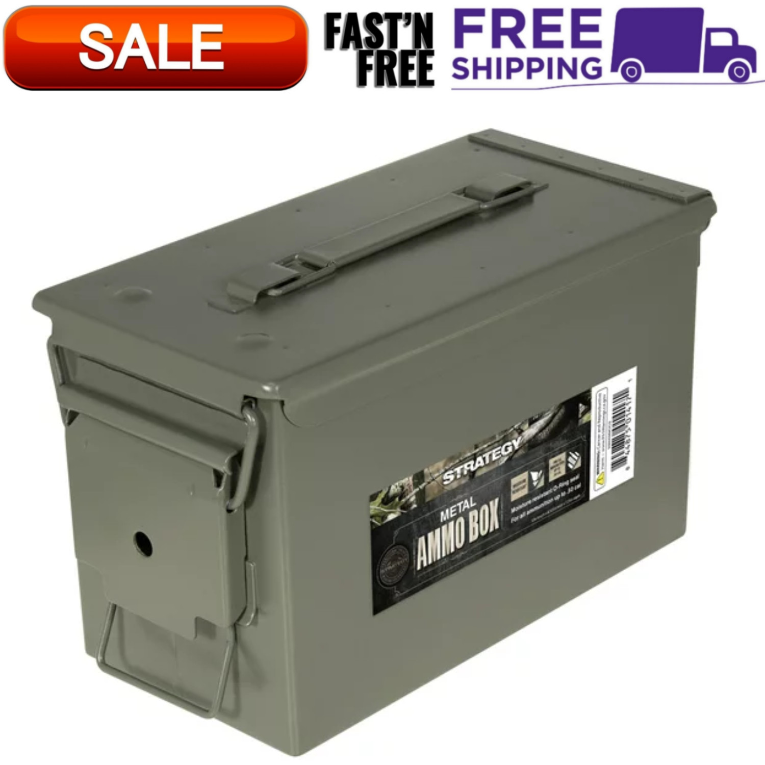 Strategy 50 Caliber Metal Ammo Storage Box 12 in x 6.125 in x 7.25 in OD Green