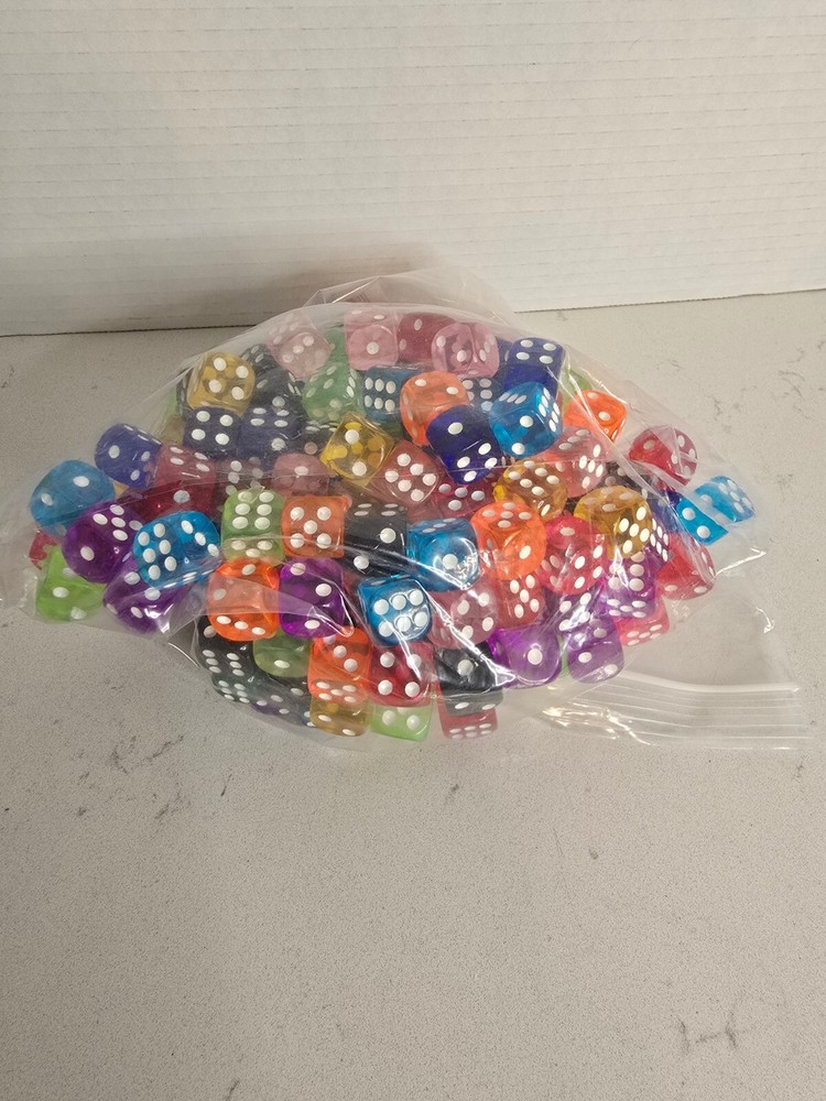 50 Pieces 14MM Small 6 Sided Dice Set Translucent Colors Dice EUC