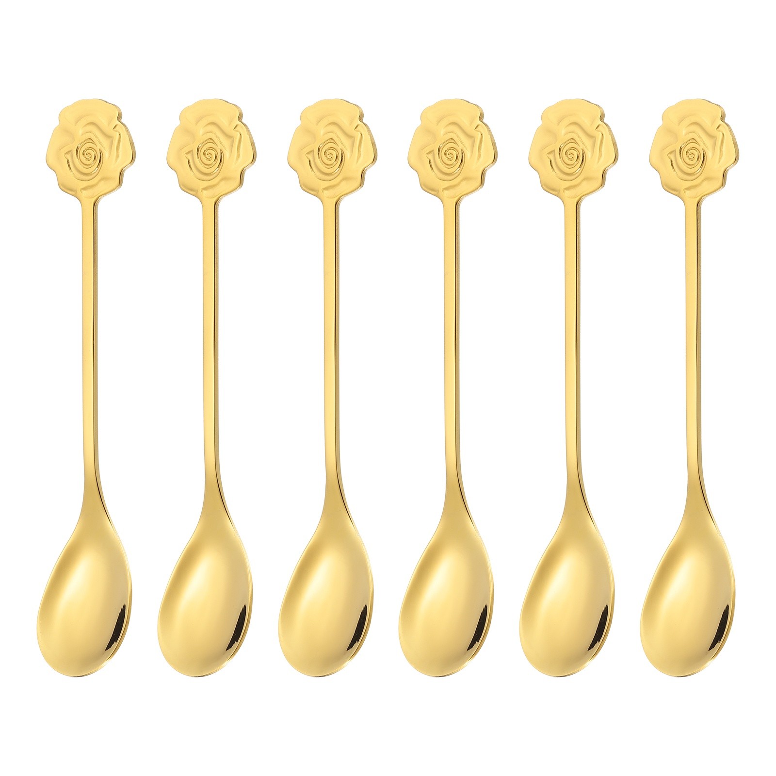 6pcs Coffee Spoons, Rose Tea Spoons Stainless Steel, Gold