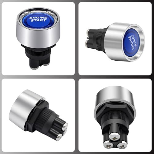 Blue Start Engine Button 12V 24V DC 50A 3 Pin Spst On-Off Push Button Light