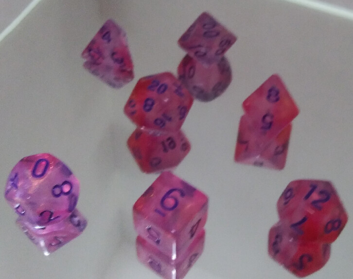Chesire Pinkish Dice Set RPG D&D