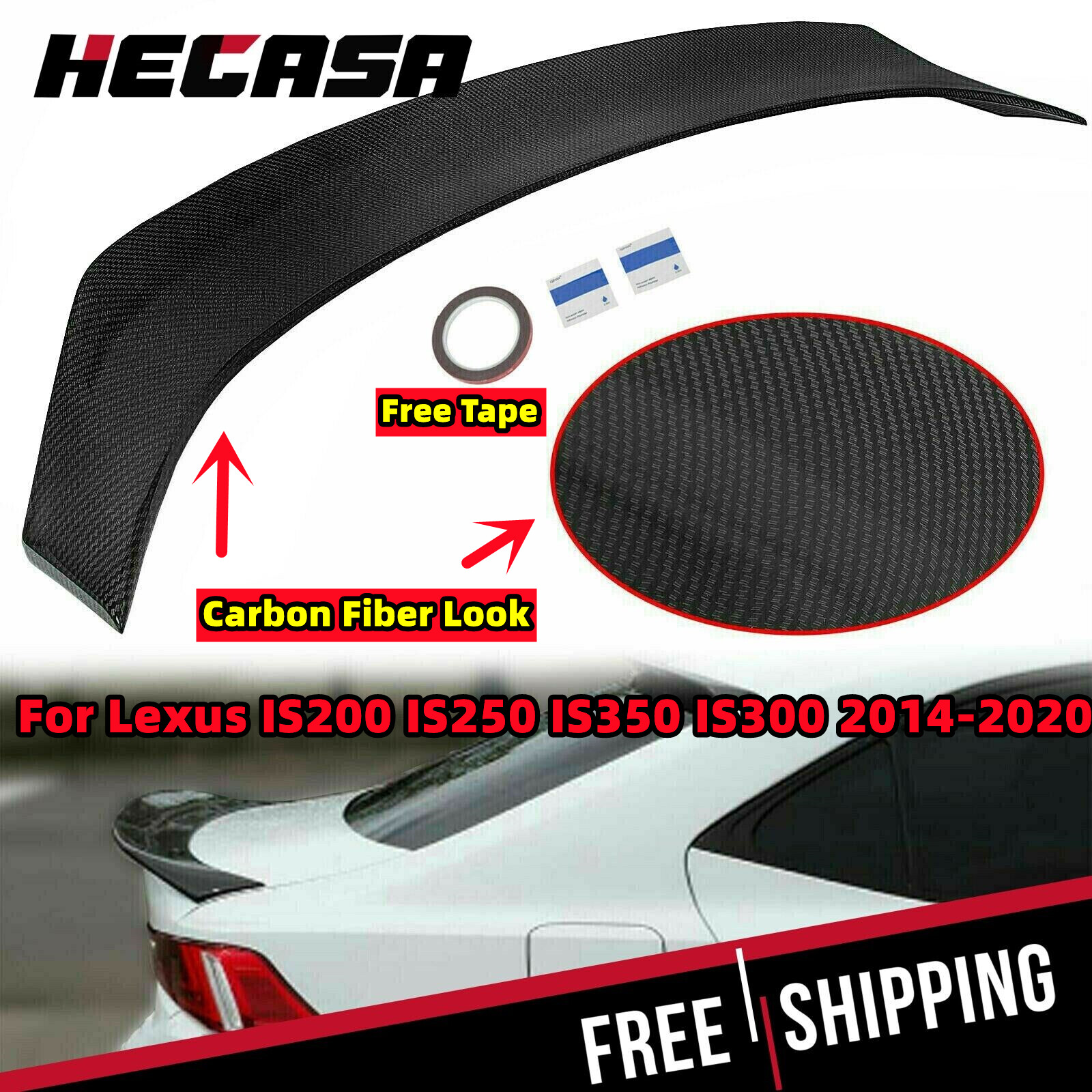 FOR 2014-2020 LEXUS IS200t IS250 IS350 AR STYLE CARBON FIBER TRUNK SPOILER WING