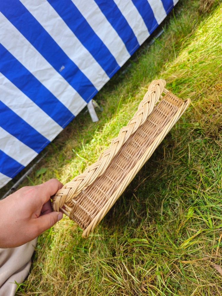 Handwoven Wicker Rectangular Serving Tray Willow Rustic Kitchen Table Organizer