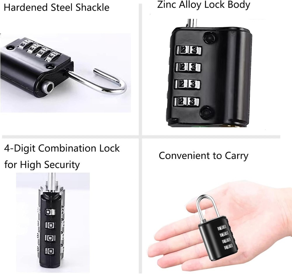 2-Pack Waterproof 4-Digit Combination Padlock - Secure & Reliable Locking System