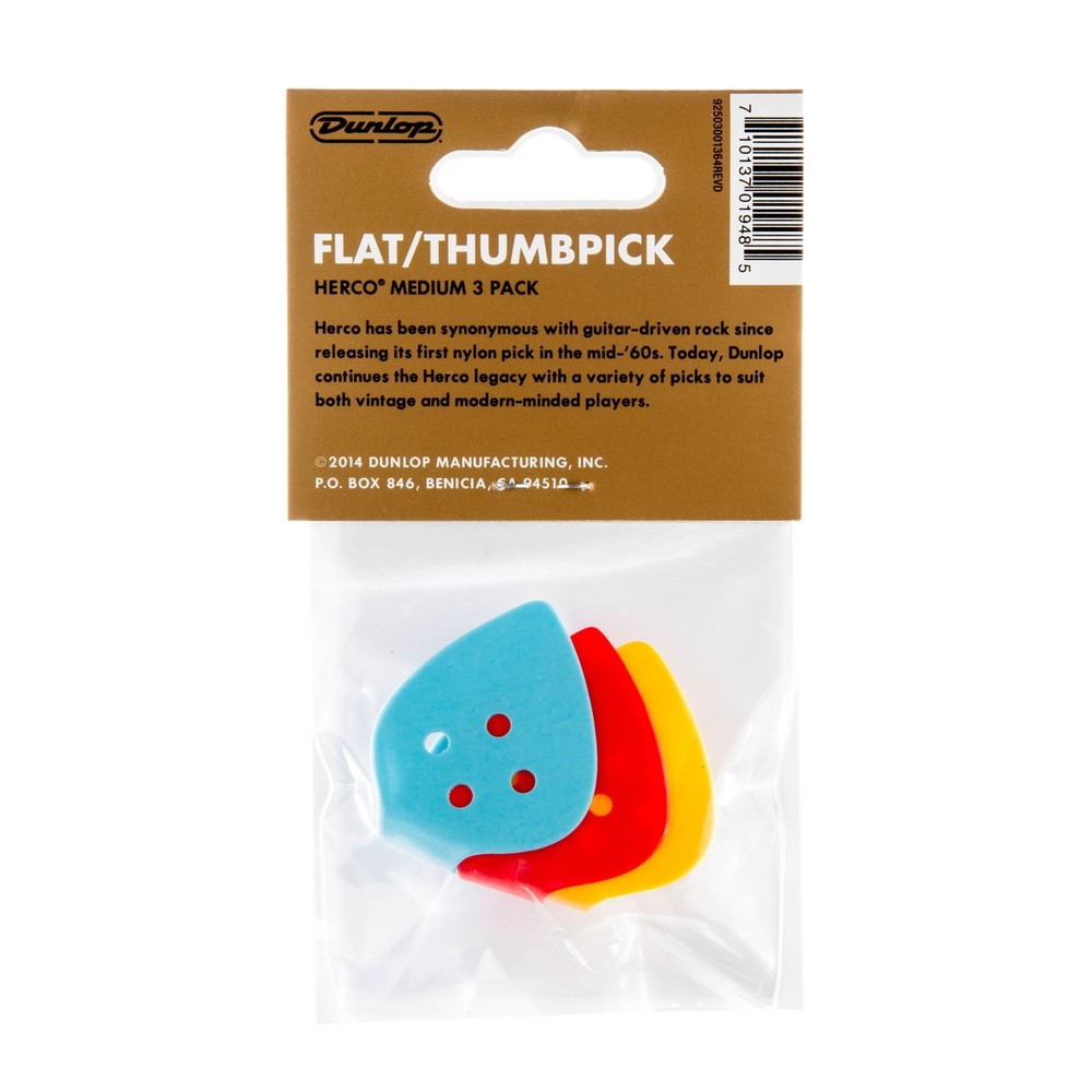 Herco Thumb Picks Flat Pick Medium 3 Picks HE112P