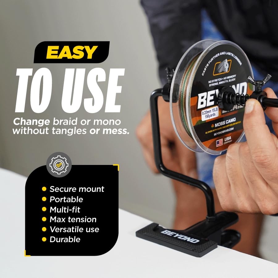 EZ Fishing Line Spooler – Portable Table Mounted Reel Spooler for Spinning & ...