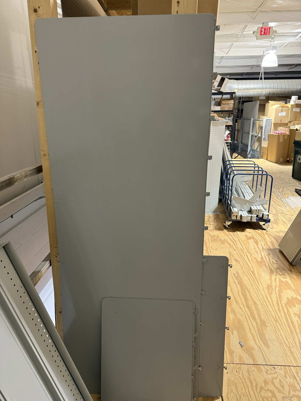 HUGE lot of pallets of Used Lozier Shelving shelves, components, glass cases