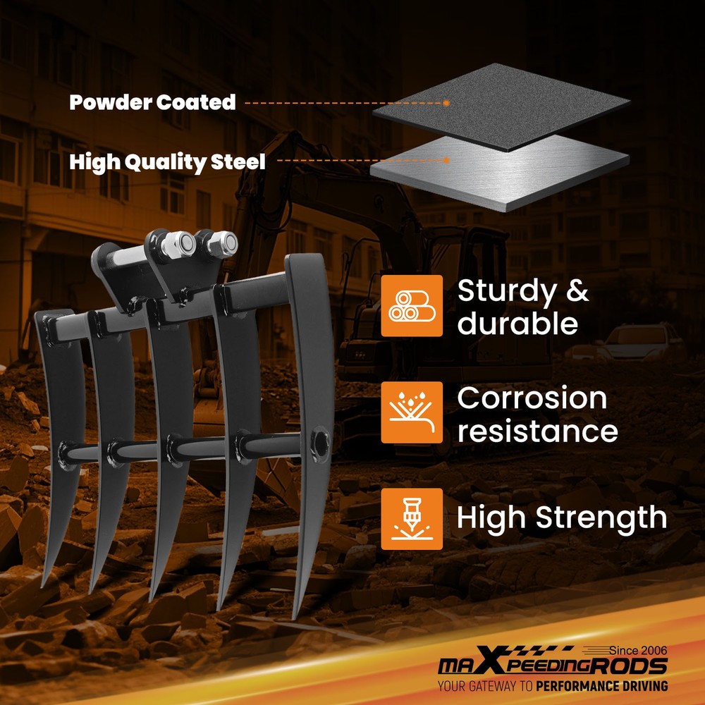 Rake Attachments Tools 19.3" Width for Excavator Soil Removal Ground Leveling