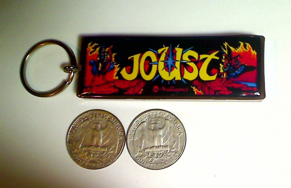 Joust Arcade Marquee Coin Door accessory Keychain