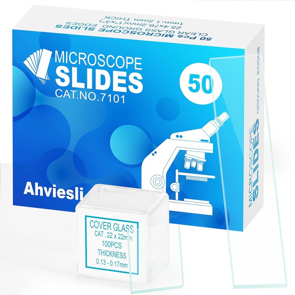Microscope Slides and Covers Kit – 50 Blank Pre-Cleaned Glass Slides for Micro