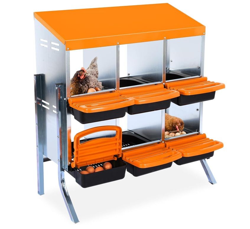 Compartment Chicken Nesting Box For Egg Laying 6 Compartments - With Stand