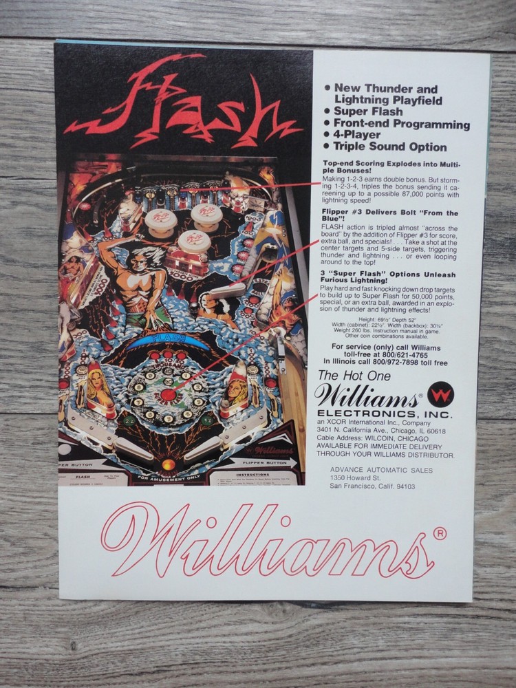 Flash Pinball Machine Flyer Original Williams Brochure