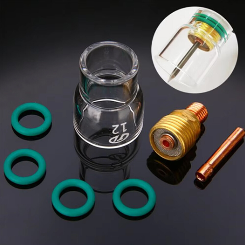 8x TIG Welding Stubby Gas Lens #12 Pyrex Cup Kit For Tig WP-17/18/26 3/32