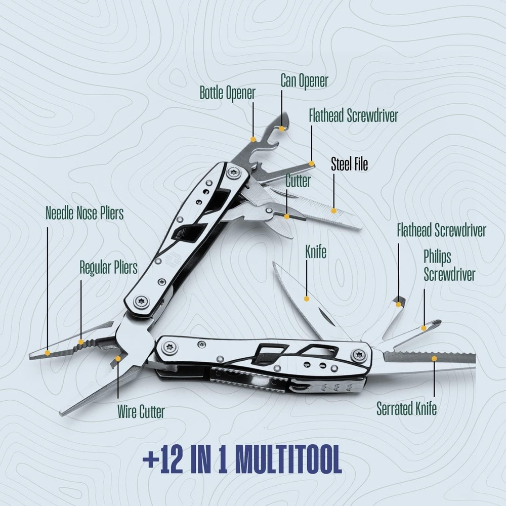 Multitool Plier - 12 In 1 Multi Tool Multi-color Stainless Steel