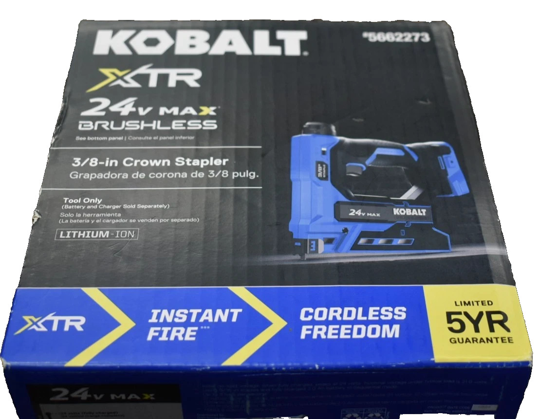 KOBALT GENUINE XTR 24V BRUSHLESS 3/8-IN CROWN STAPLER (TOOL ONLY)