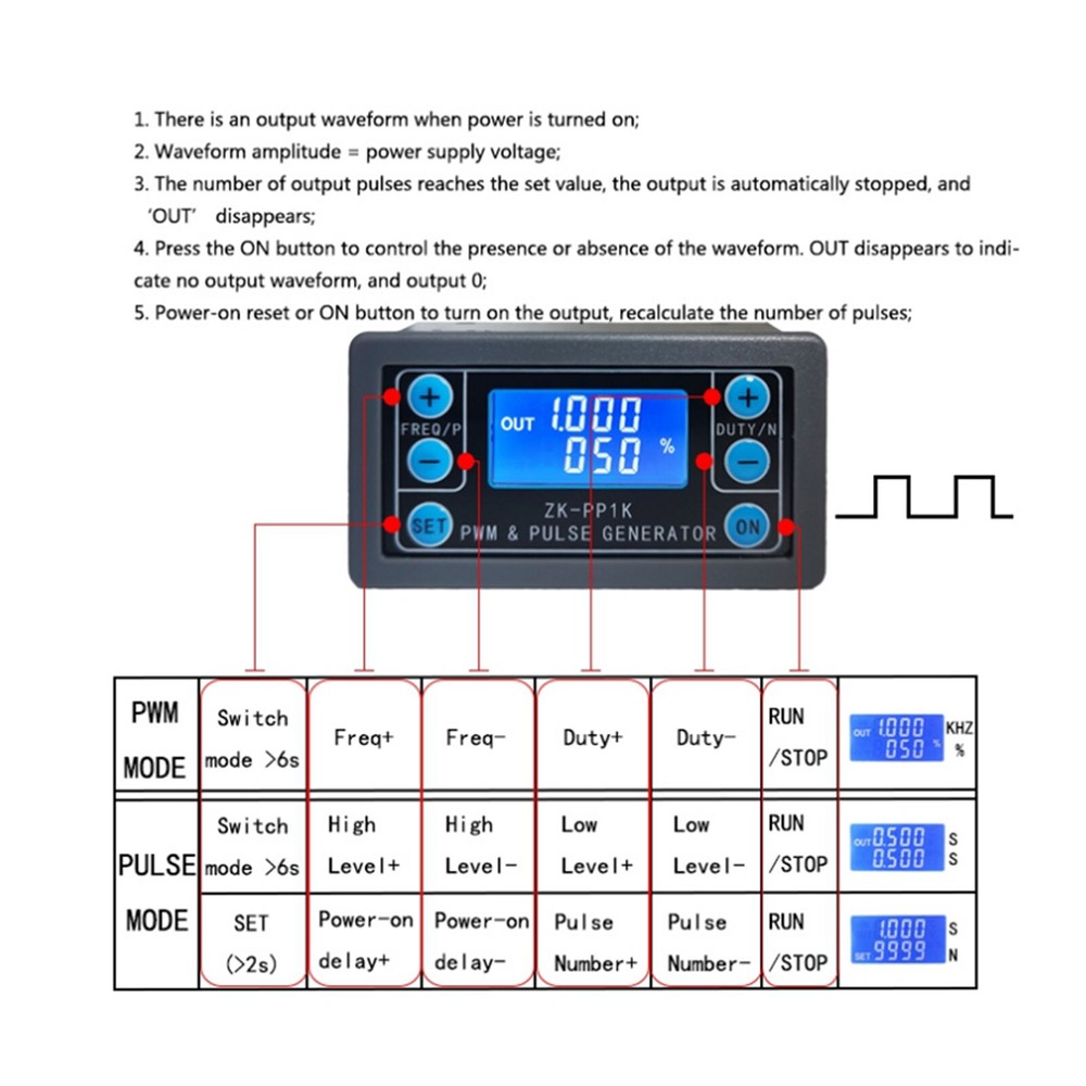 Adjustable PWM Signal Generator Module Pulse Frequency Duty Cycle Square Wave B9
