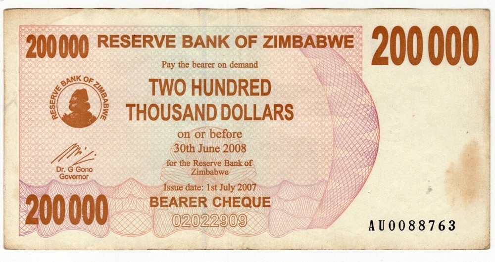 Banknote Zimbabwe P49 200000 Dollars 2006