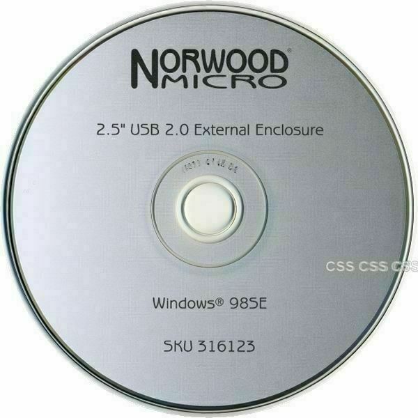Norwood Micro 2.5" USB 2.0 External Hard Drive Enclosure Windows 98SE Drivers CD