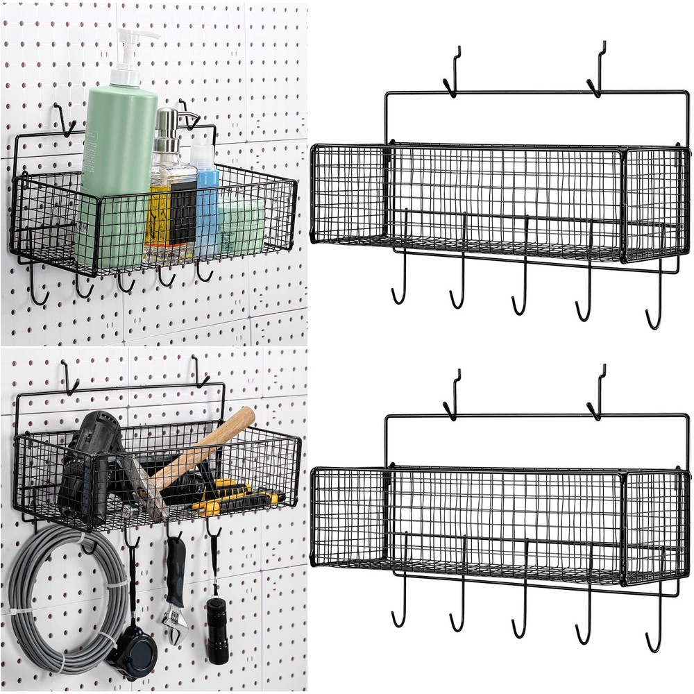 Shimeyao 2 Pcs Pegboard Accessories Set Including 2 Baskets black