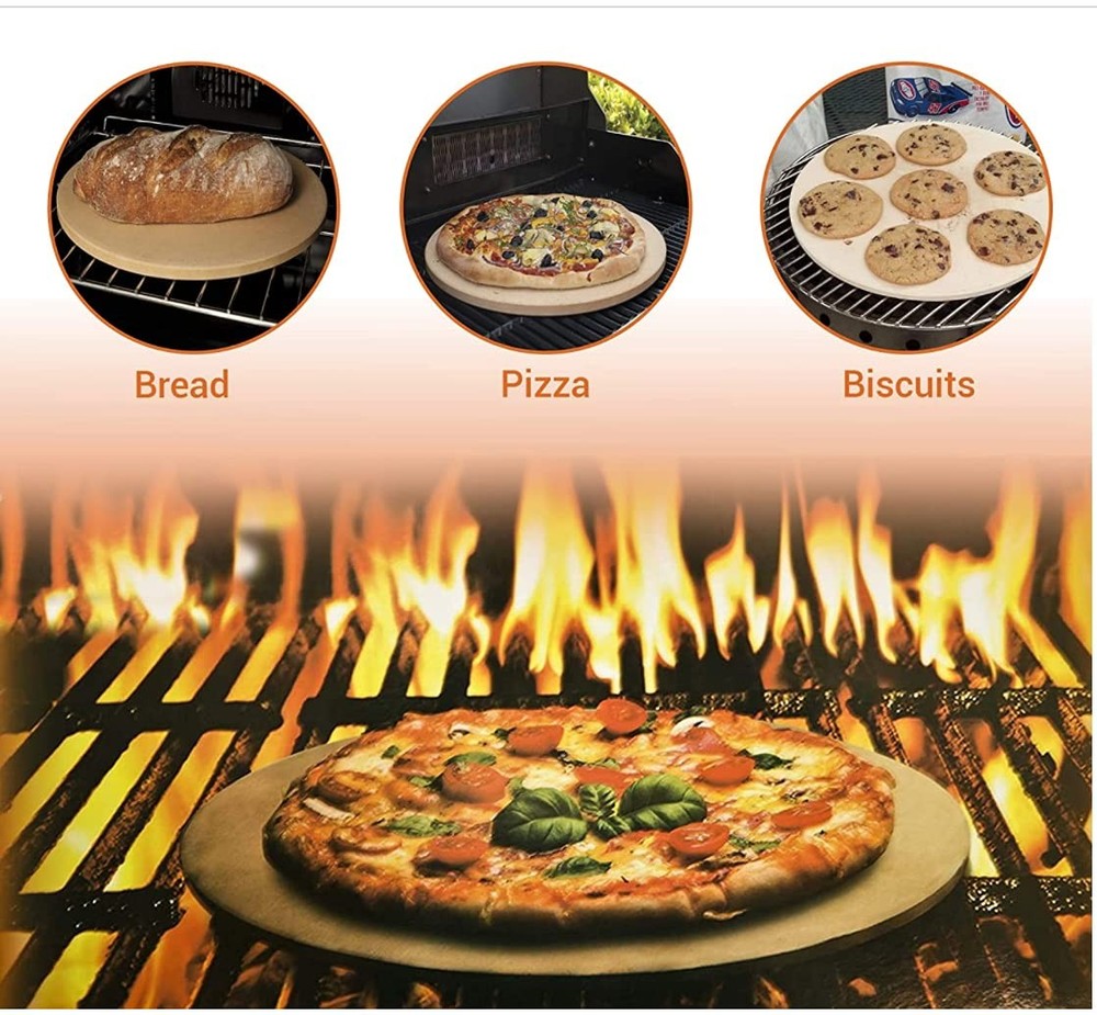 Round Pizza Baking Stone 9" Diameter, White Round, Cream