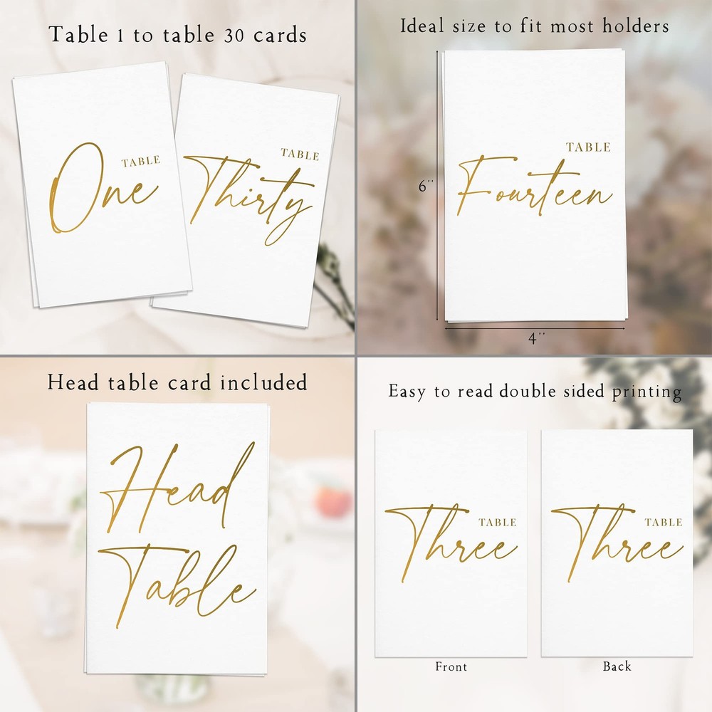 Wedding Table Numbers - Gold Table Numbers for Wedding Reception - Table Numb...