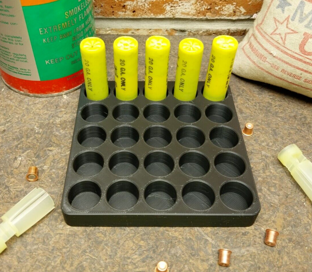 20 Gauge Shot Shell Reloading Tray/Block 25 Shells Black