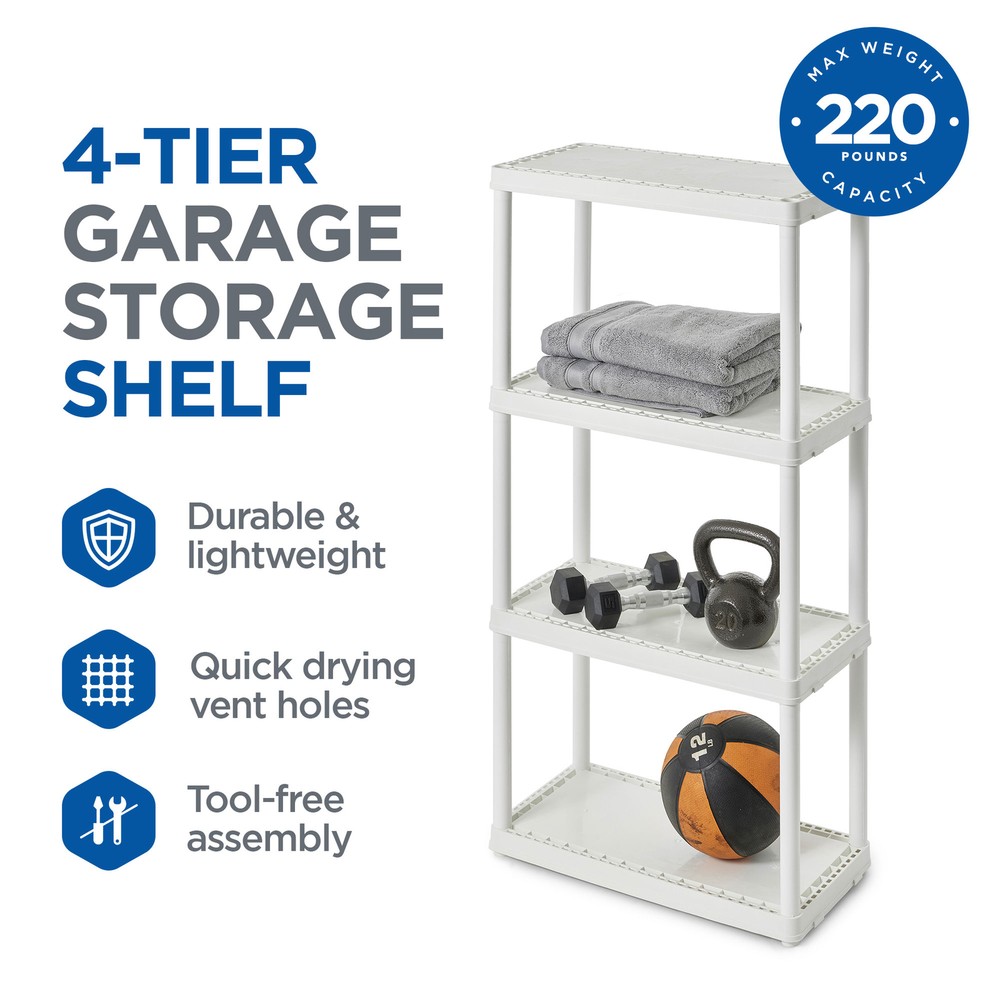 Gracious Living 4 Shelf Fixed Height Light Duty Storage Unit, White (2 Pack)