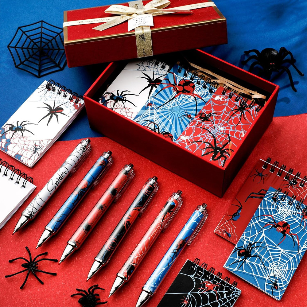 48 Pcs Spider Party Decorations Include 24 Pcs Spider Spiral Notepads Mini Noteb