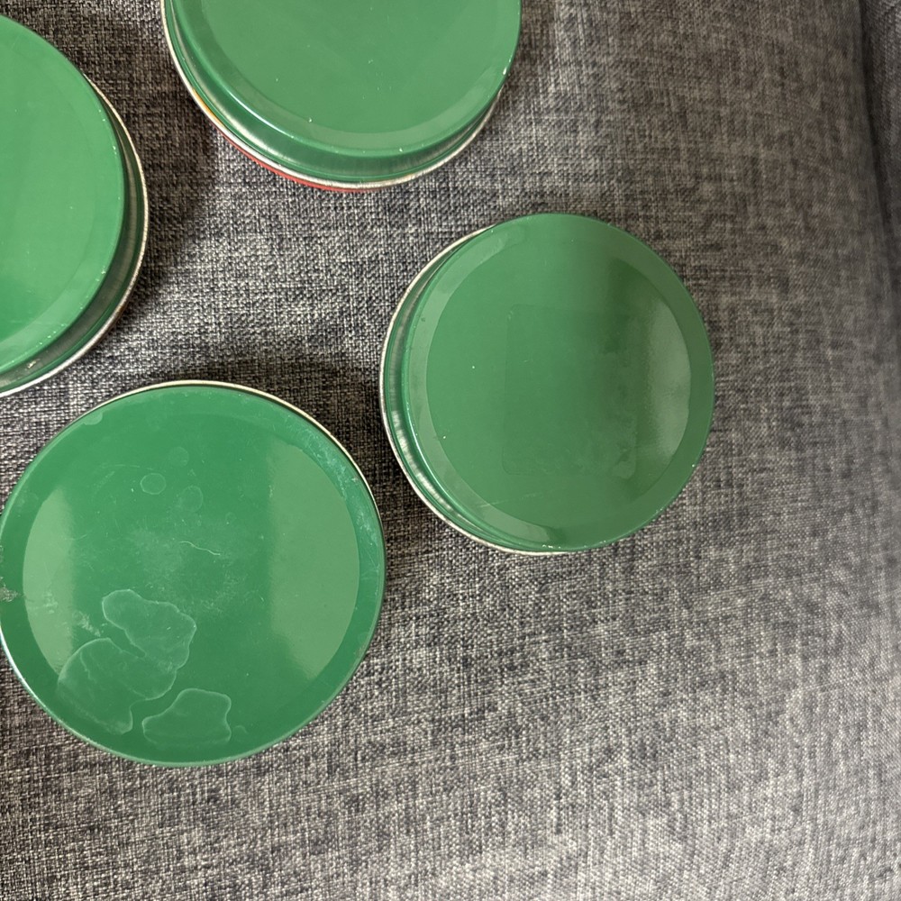Four Christmas Tins With Christmas Tree Design 3.5”