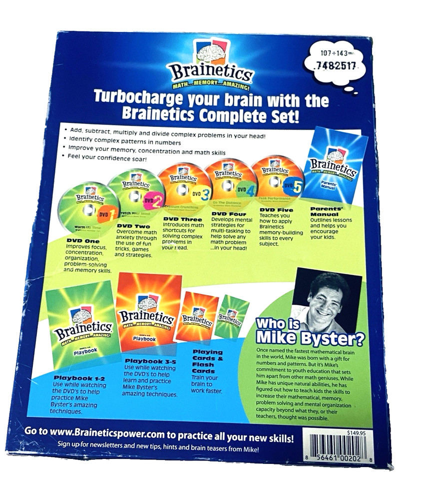 NEW SEALED Brainetics Math Memory and Learning Complete Set Parts 1 & 2 RET $149