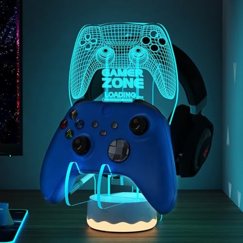 Light up Headset and Controller Stand, 16 Colors 3D LED Lights Gamepad