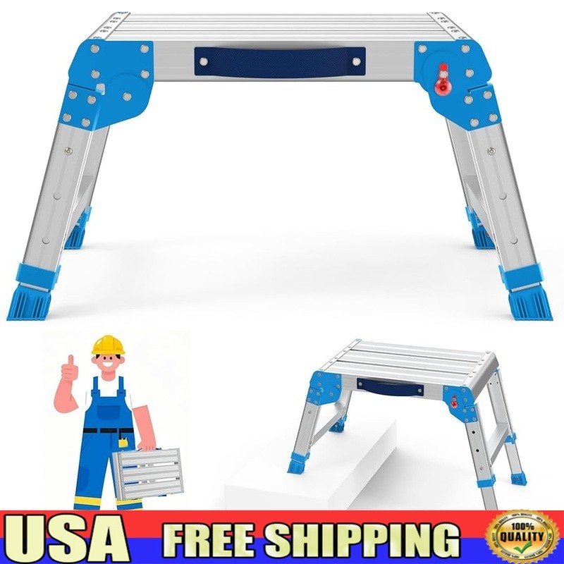 Adjustable Aluminum Work Platform 600LBS Capacity Portable Folding Step Stool US