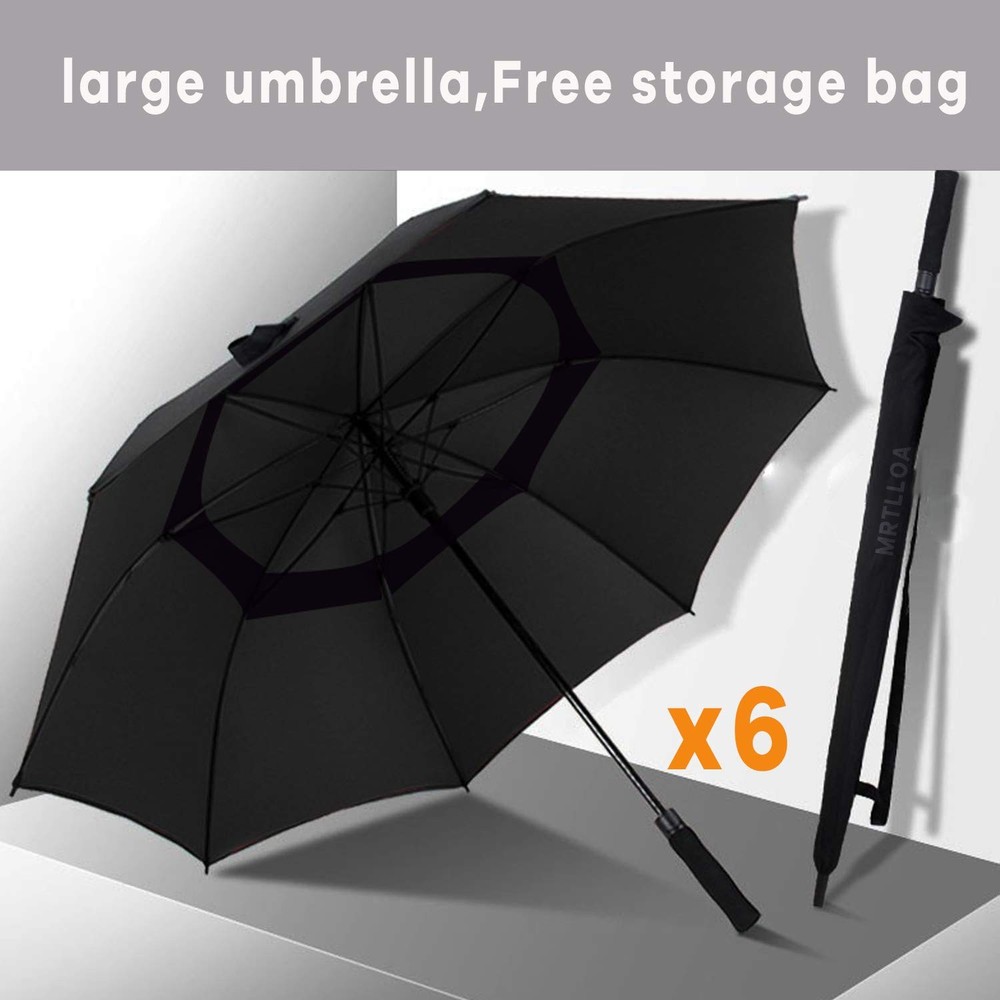 6 Pack Golf Umbrella 62/68 Inch Large Oversize Double Canopy Vented Automatic...