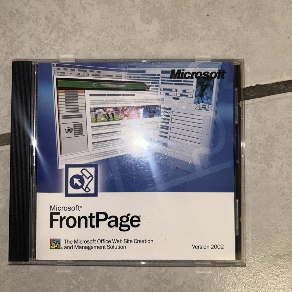 Microsoft Front Page 2002 CD-ROM Software/ Windows Web Site Creation/product Key