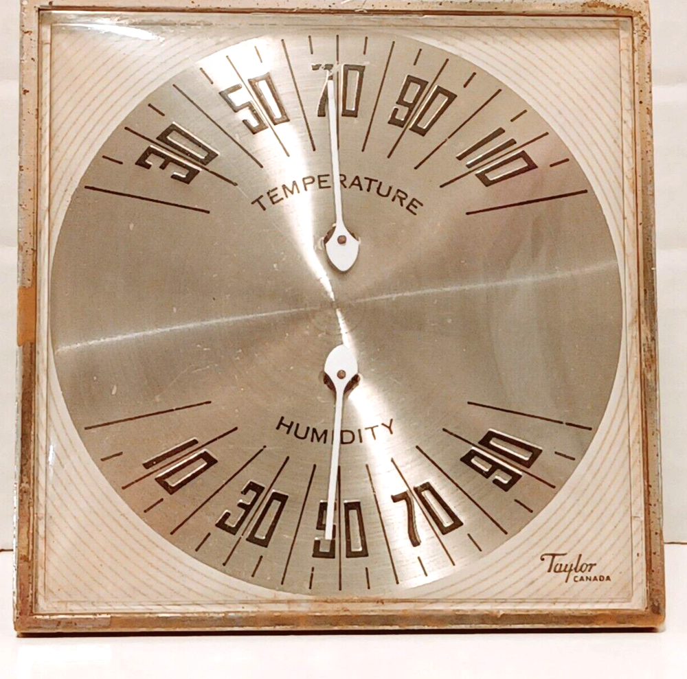 Vintage Temperature Humidity Meter Taylor Canada Square Plastic