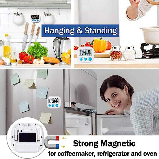 2 Pack Digital Kitchen Timer for Cooking, Magnetic Backing Stand Cooking Timers