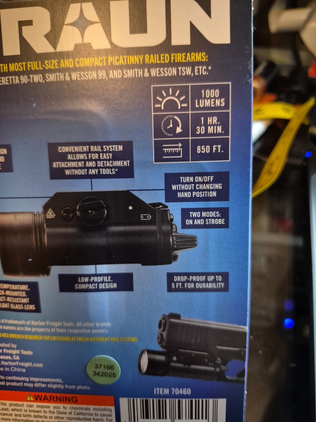 BRAUN 1000 LUMENS RAIL MOUNT LED LIGHT [70460] SEE PICTURES FOR SPECS