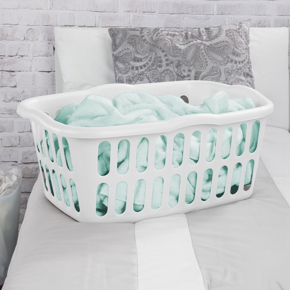 Sterilite 1.5 Bushel Rectangular Plastic Laundry Basket Bins, White, 12 Pack